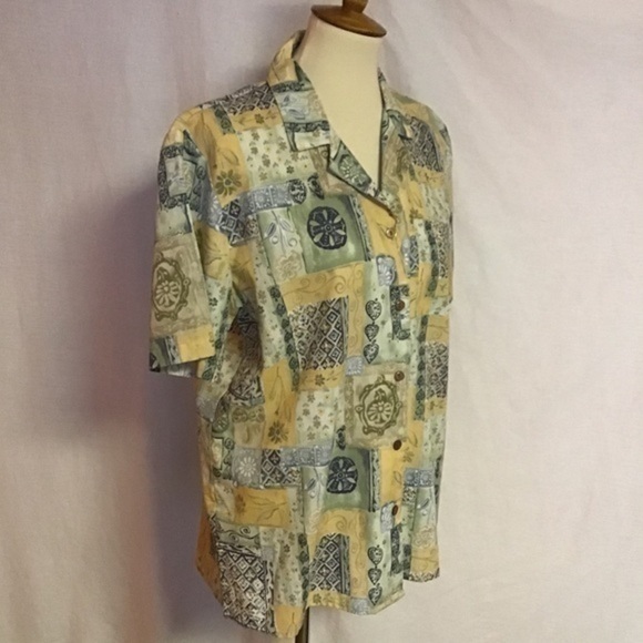 Vintage 90s patchwork print shirt - Picture 7 of 10